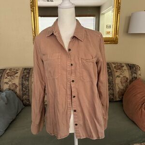 DownEast Casual Button Down Shirt in Tan